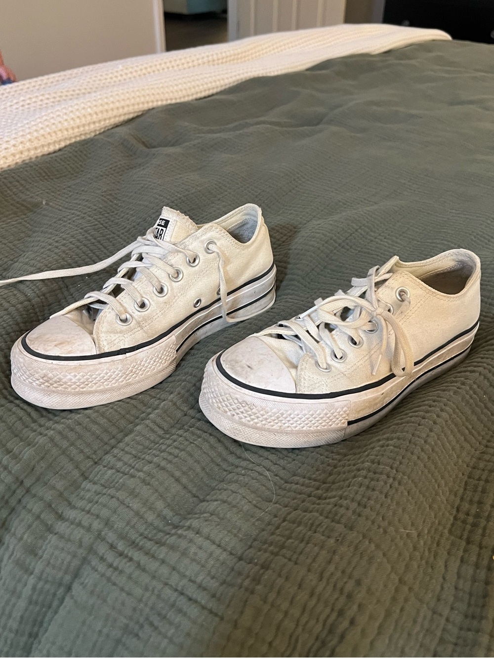 Converse Low Top Platform Sneakers in White